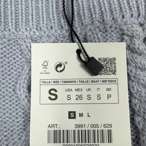 ZARA: NWT Cable Knit Light Purple Violet Crop Top  - Size Small - Picture 13 of 13